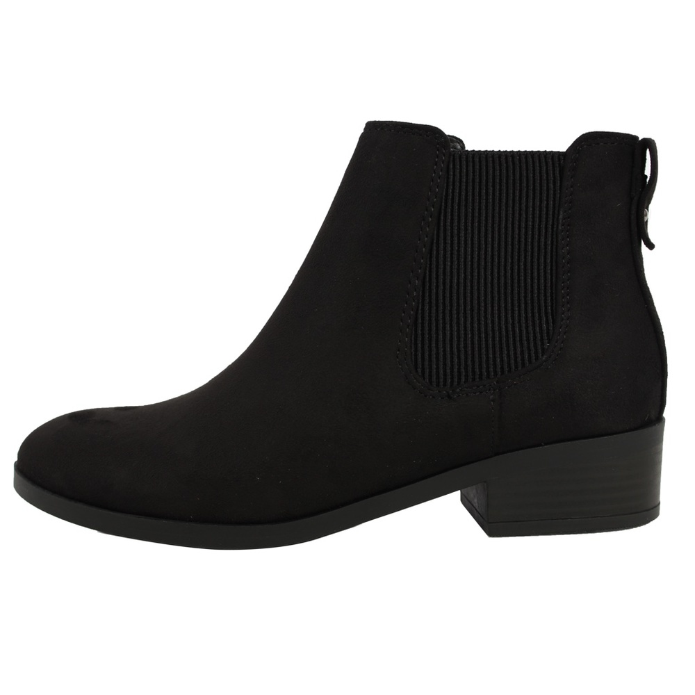 NEW Black Faux Suede Round Toe Elastic Side Ankle